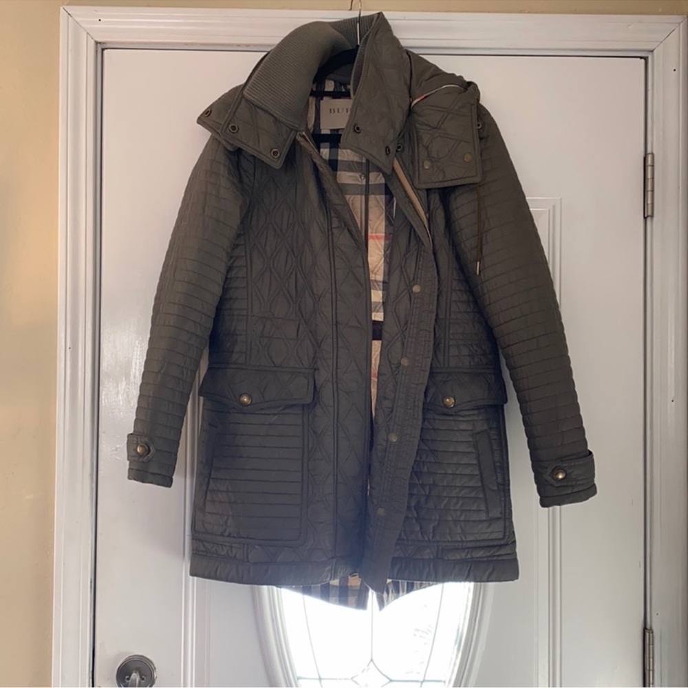 Burberry Olive Green Quilted Jacket